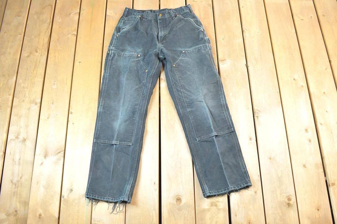 Vintage 1990s Carhartt Double Knee Denim Work Jeans Size 30 x 30 Made In USA