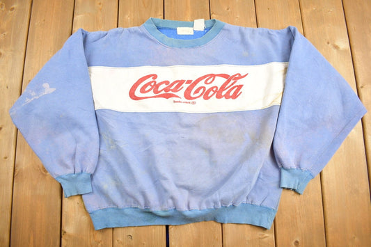 Vintage 1980s Coca Cola Crewneck Sweatshirt / Color Block / Souvenir / Sun Faded / Distressed / Streetwear / Vintage Coke