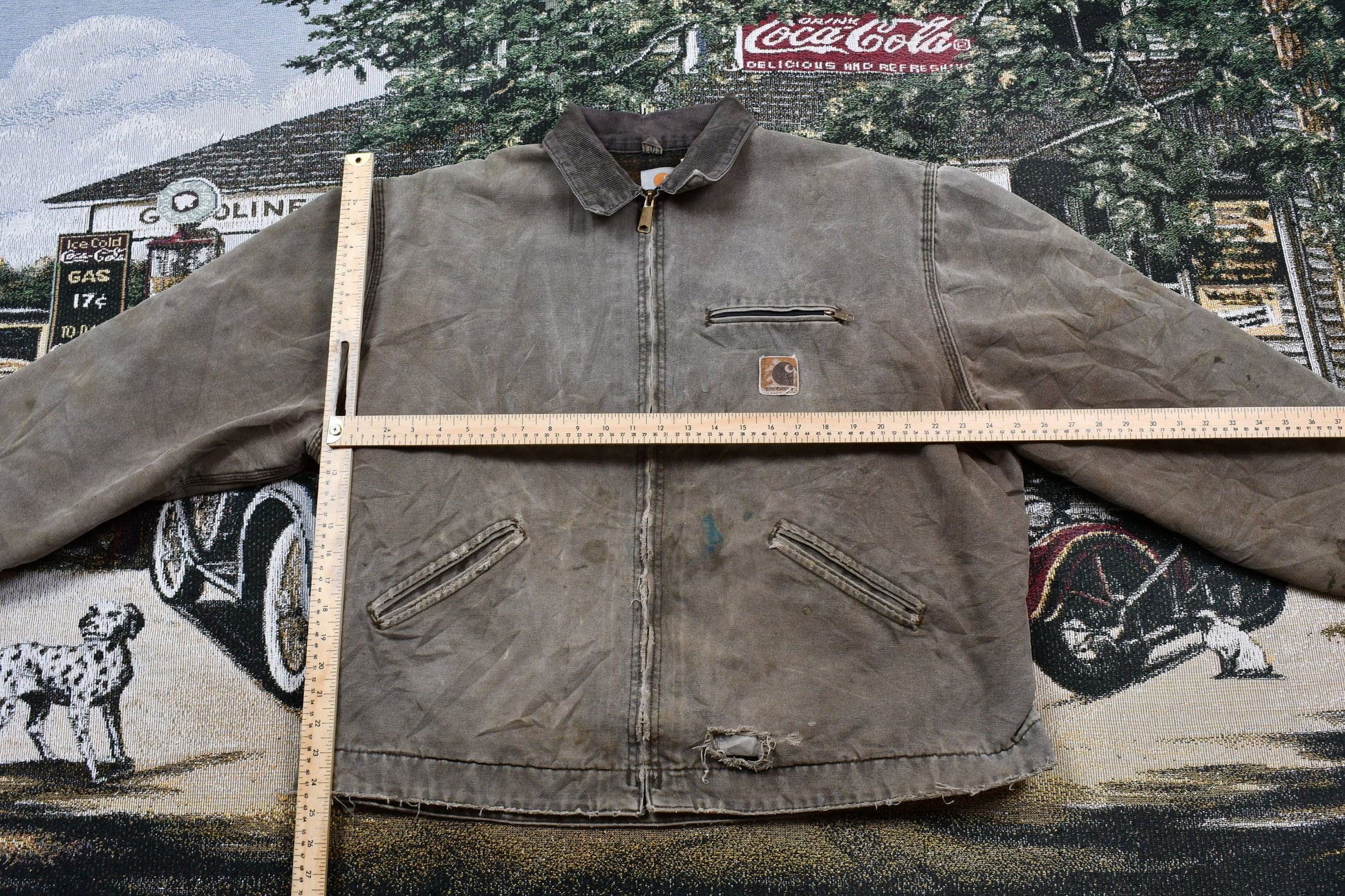 Vintage 1980s Distressed Carhartt Blanket Lined Detroit Jacket