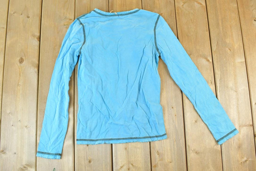 Women Vintage Vigoss Y2K Blank Blue T-Shirt / Vigoss Grunge Skull Print / Contrast Stitch / Internet Famous Clothing / Over Dyed
