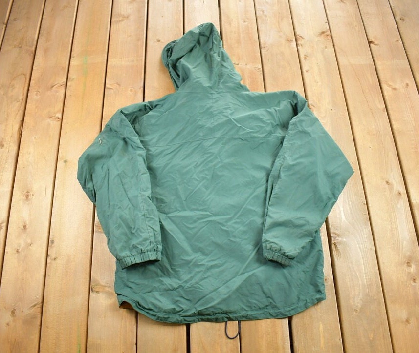 Vintage 1990s Eddie Bauer Green Hooded Windbreaker Jacket