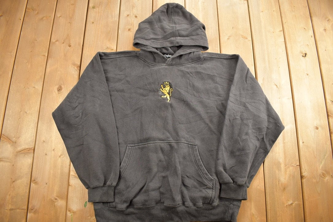 Vintage 1990s England Embroidered Lion Hoodie