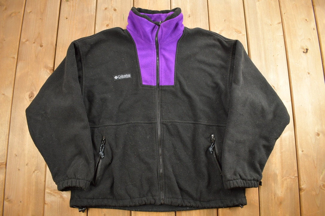 Vintage 1990s Purple And Black Columbia Fleece Sweater
