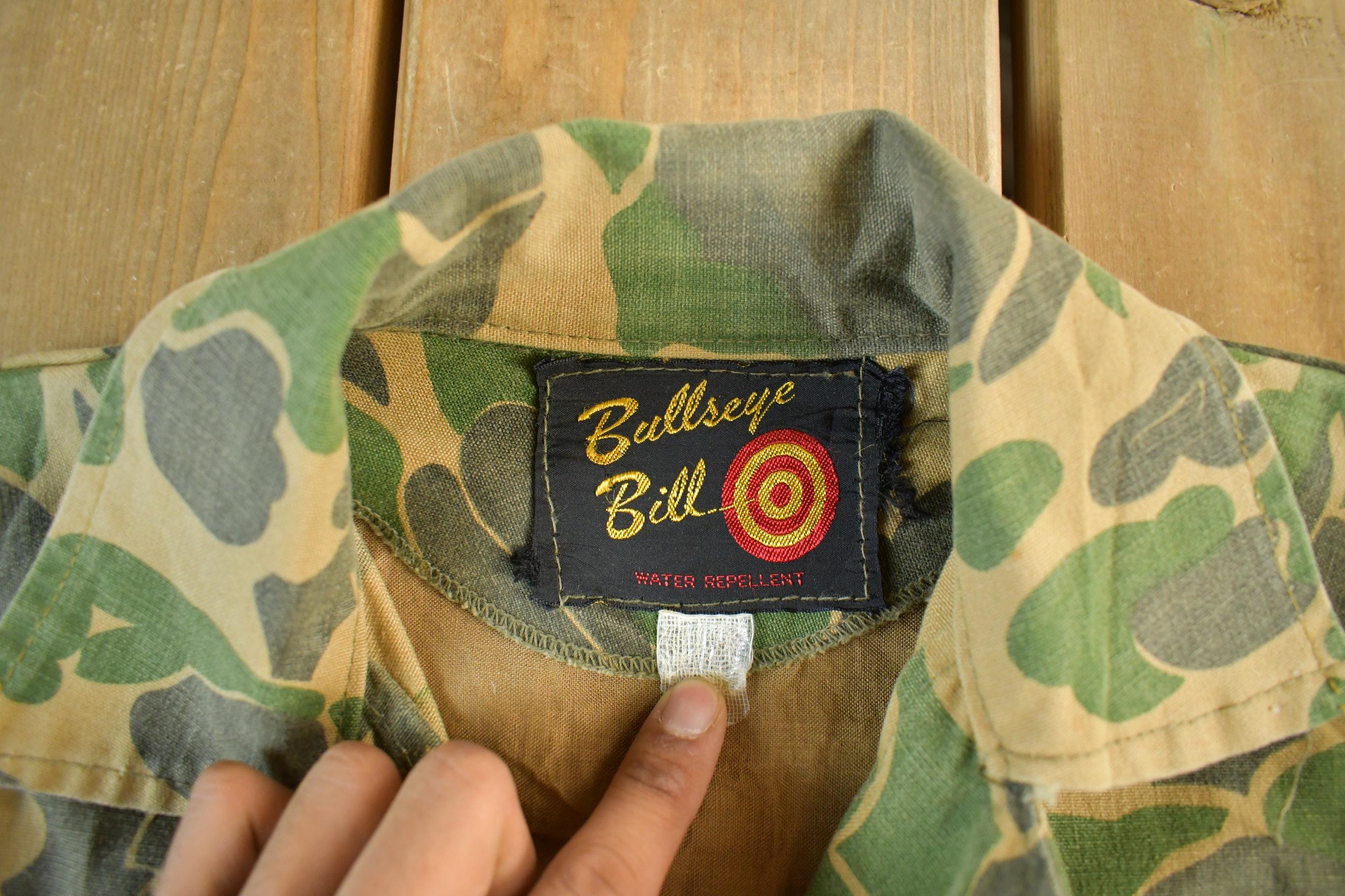 Vintage 1960s Bullseye Bill Duck Camo Canvas Hunting Jacket Men's Small  Vintage Chore Coat  Outdoors  Vintage Workwear  True Vintage