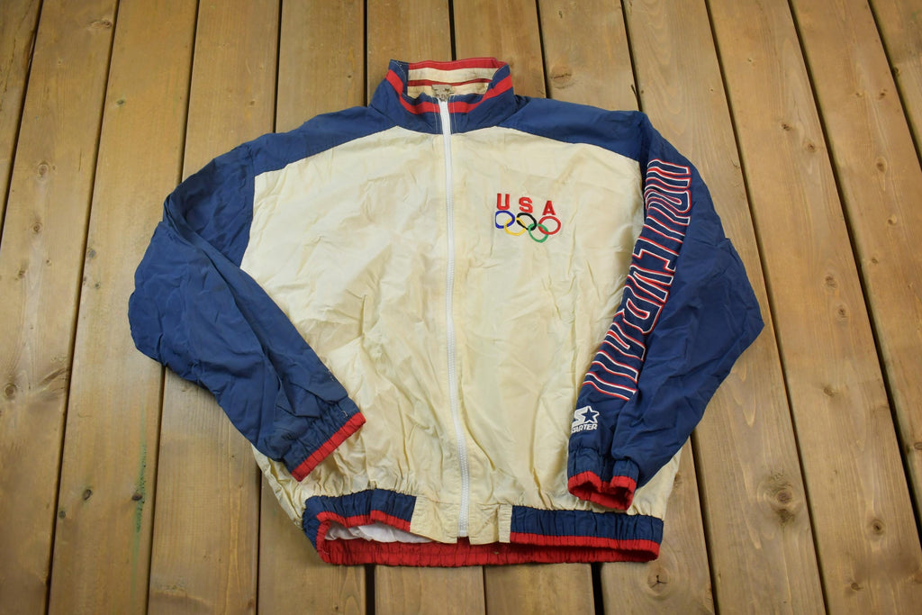 Vintage 1990s Starter USA Olympic Volleyball American Flag Windbreaker Jacket