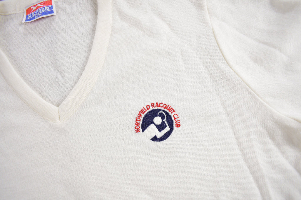 Vintage 1970s North Field Raqucet Club Knit V-Neck Sweater