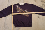 Vintage 1990s Nature Graphic Crewneck Sweater / Vintage Purple Sweatshirt / Animal Print / Wilderness & Outdoors / Basic Editions