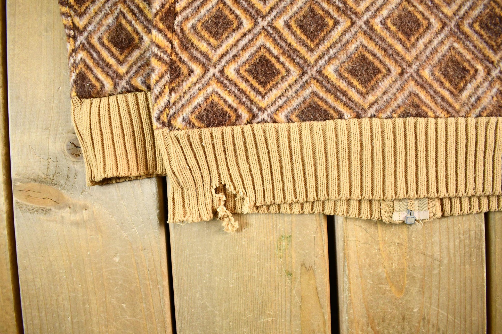 Vintage 1970s Suntai Knit Full Zip Shawl Collar Sweater Women's Small