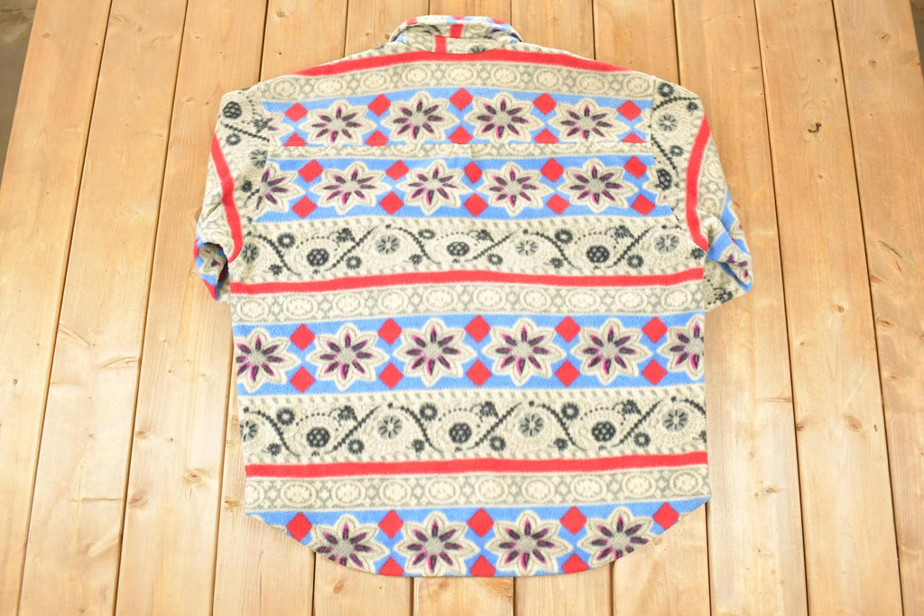 Vintage 1990s International Male Snowflake AOP Fleece Outdoorsman Sweater Men's XL