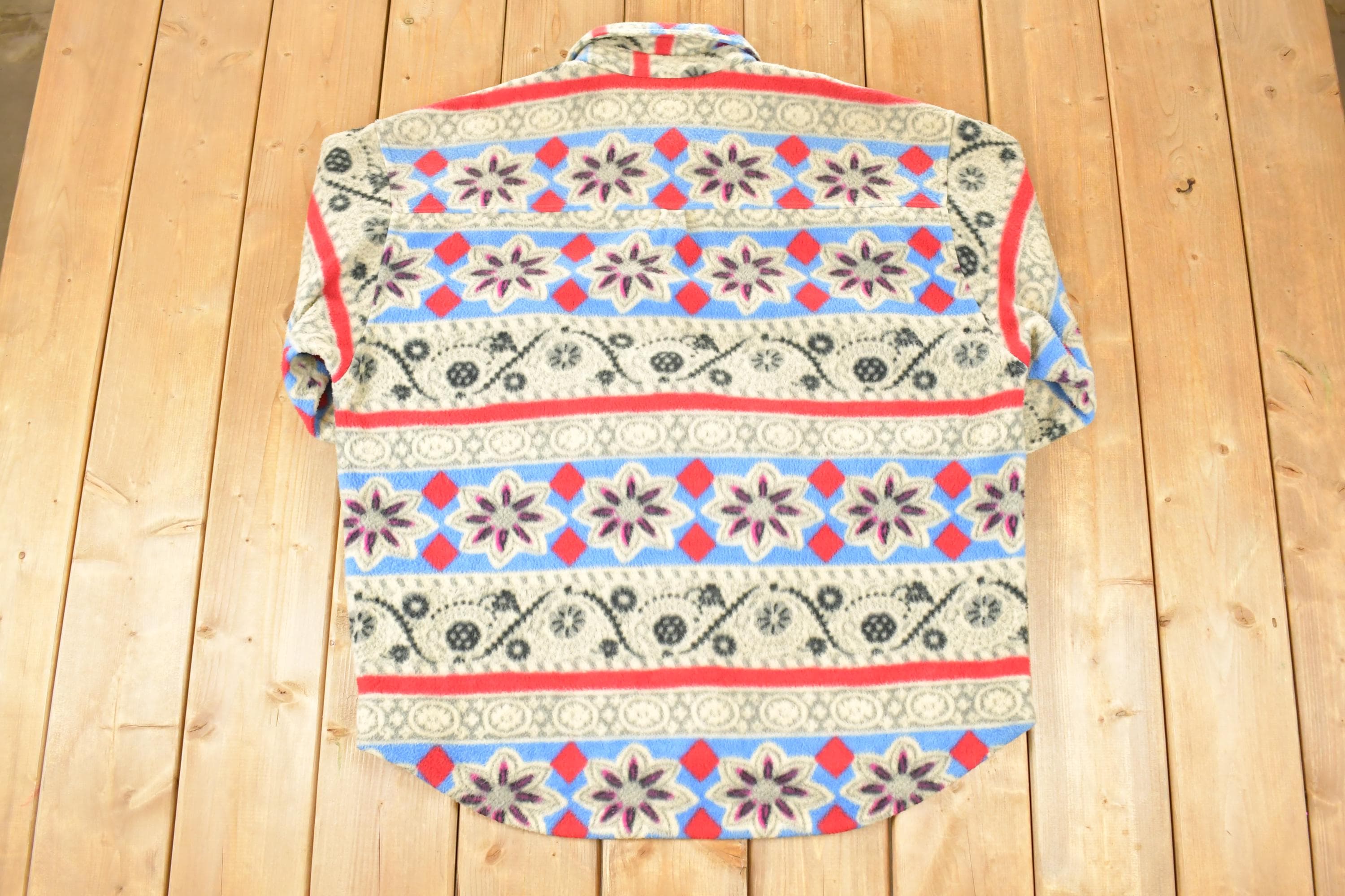 Vintage 1990s International Male Snowflake AOP Fleece Outdoorsman Sweater Men's XL