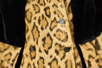 Vintage 1960s Fredric Cleveland Faux Leopard Print Fur Coat Women's M