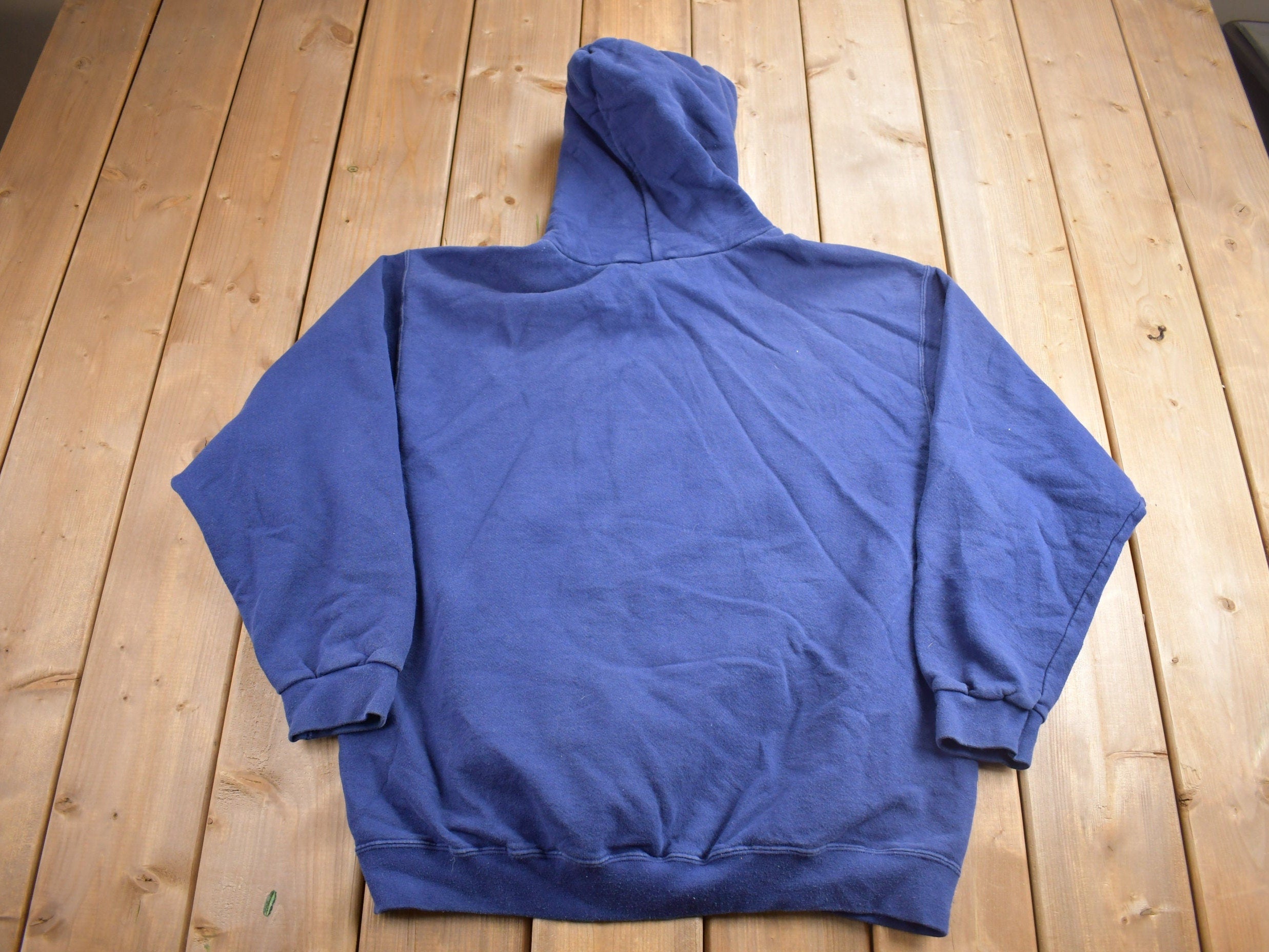 Vintage 1990s Nike Embroidered Mini Swoosh Blue Hoodie