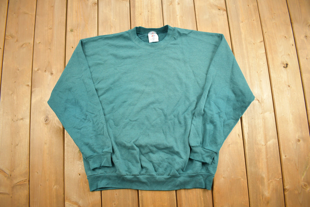 Vintage 1990s Jerzees Blank Green Crewneck Sweatshirt
