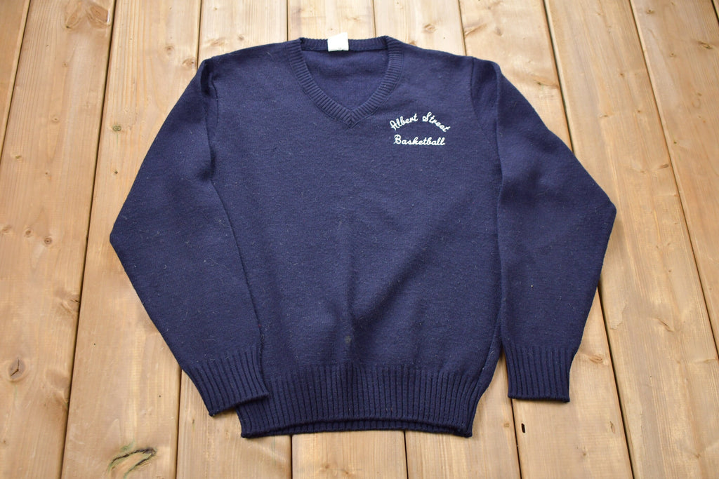 Vintage 1980s Albert Street Basketball V-Neck Knitted Sweater