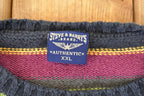 Vintage 1990s Steve & Barry's Striped Knit Crewneck Sweater Mens L