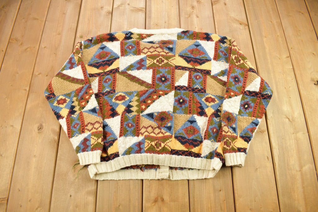 Vintage 1990s Marsh Landing Hand Knitted Cardigan Sweater
