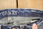 Vintage Deadstock Y2K Grace In LA Bedazzled Bootcut Low Rise Jeans Women's Size 26 x 32