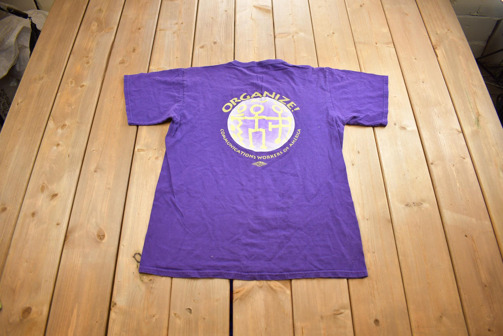 Vintage 1990s Communication Workers Of North America Graphic Tee Shirt Made In USA