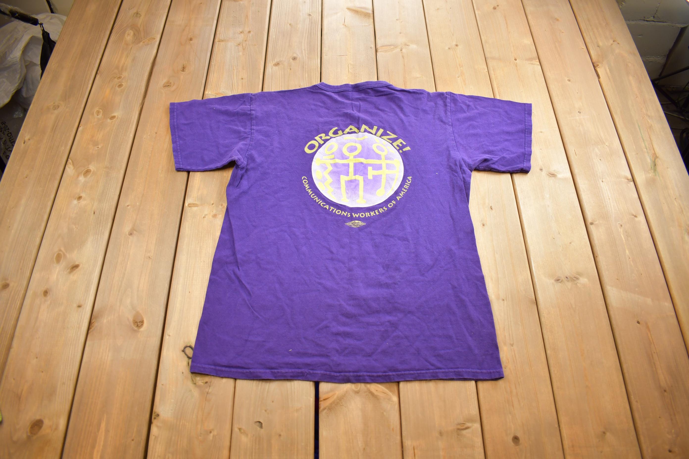 Vintage 1990s Communication Workers Of North America Graphic Tee Shirt Made In USA