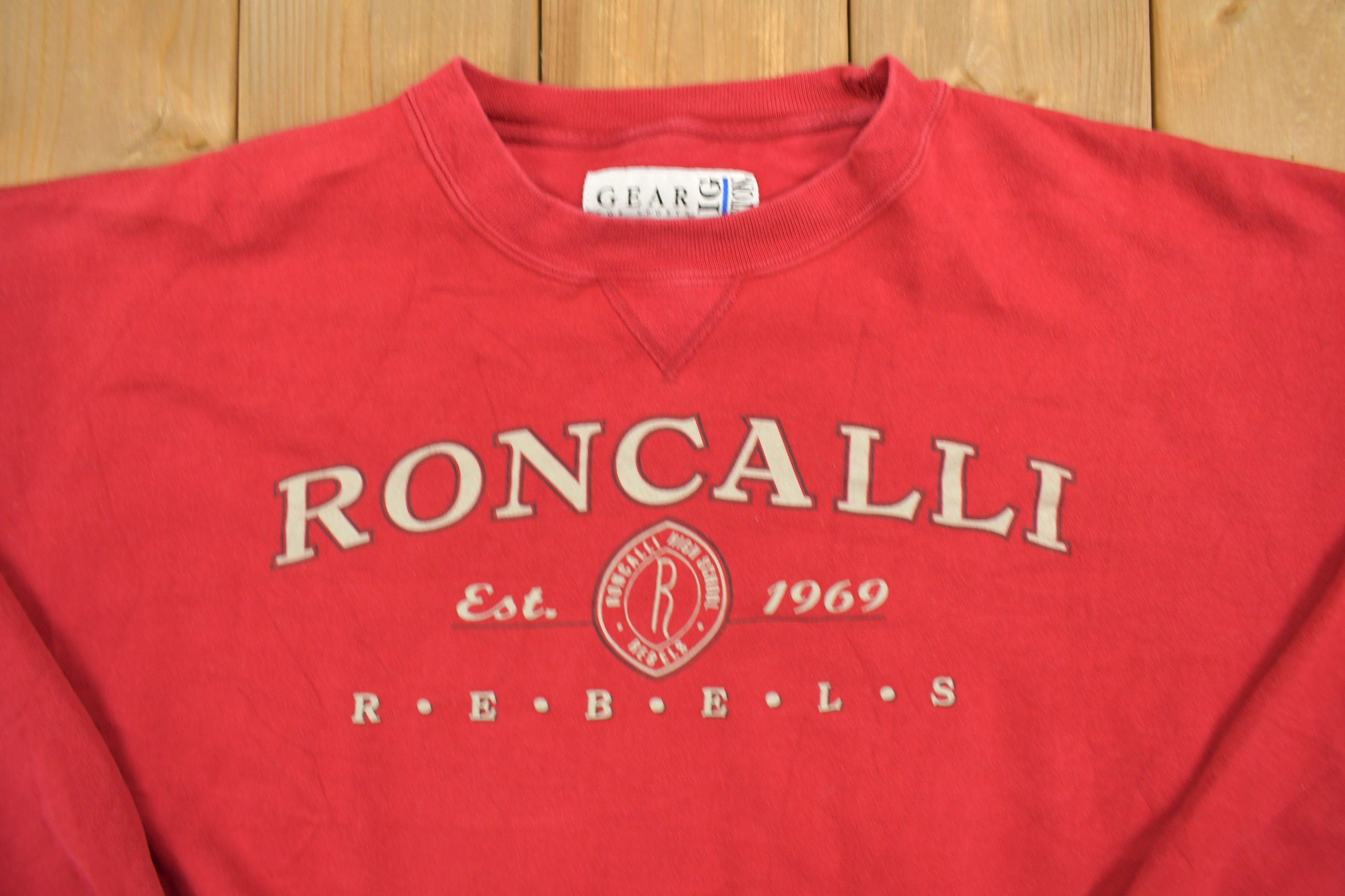 Vintage Roncalli Rebels Embroidered Collegiate Crewneck