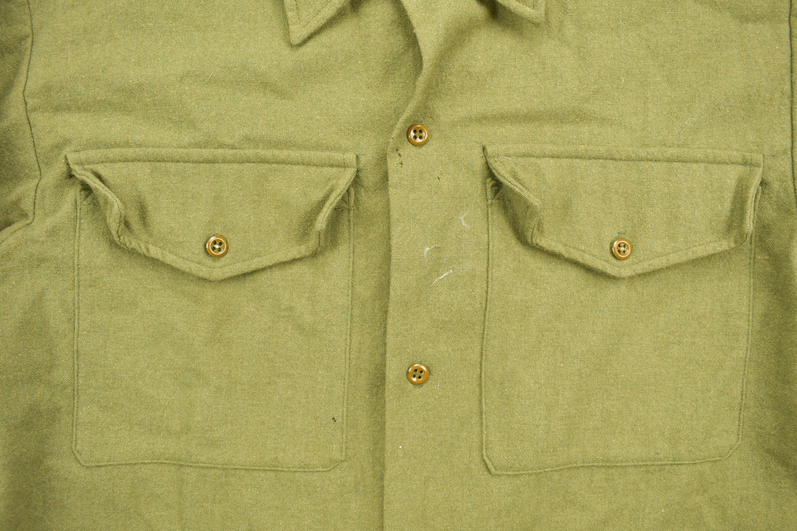 Vintage 1990s Blank Green Military Button Up Shirt