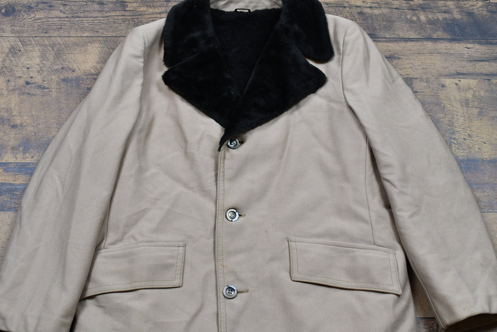 Vintage Beige Fur Collared Overcoat