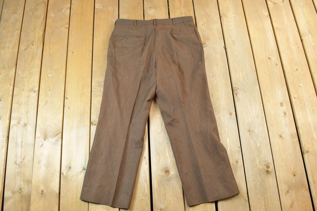 Vintage 1980s Plated Striped Dress Pants Size 34
