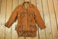 Vintage 1970s Aztec Pioneer Fringe Leather Western Jacket Made In USA