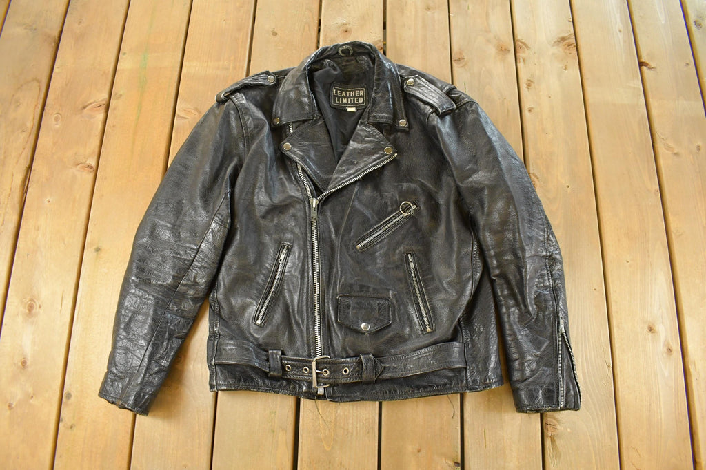 Vintage 1990s Leather Limited Leather Biker Jacket Men's Medium