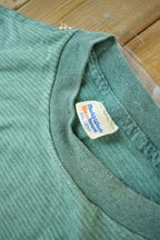 Vintage 1990s Marks Work Wear House Blank Green Striped T Shirt
