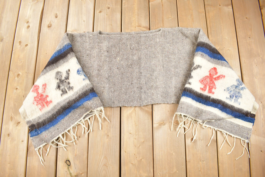 Vintage 1960s Mexican Rug Knit Poncho
