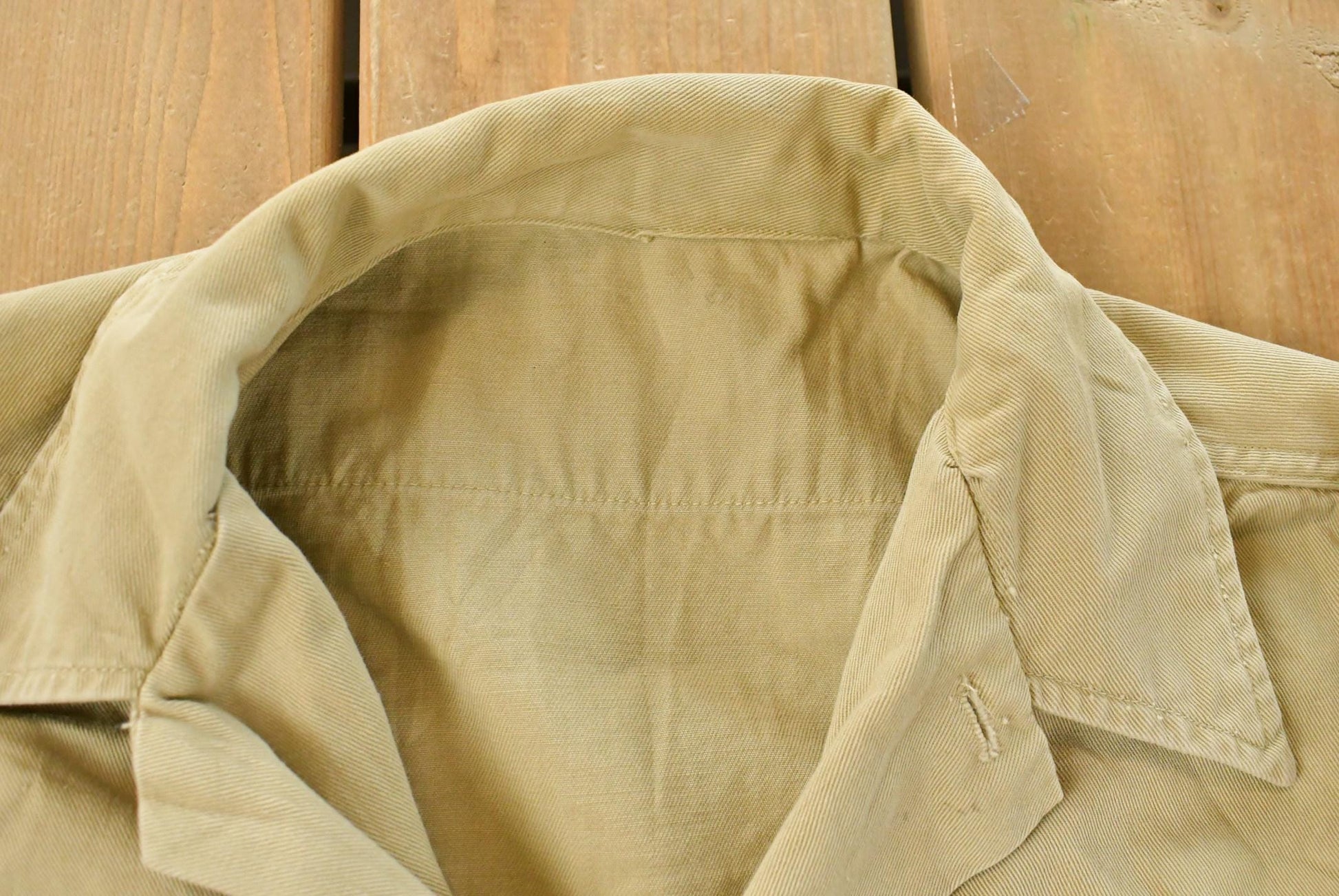 Vintage 1940s WW2 Tank Destroyer Unit Button Up Officer Shirt Men's Medium