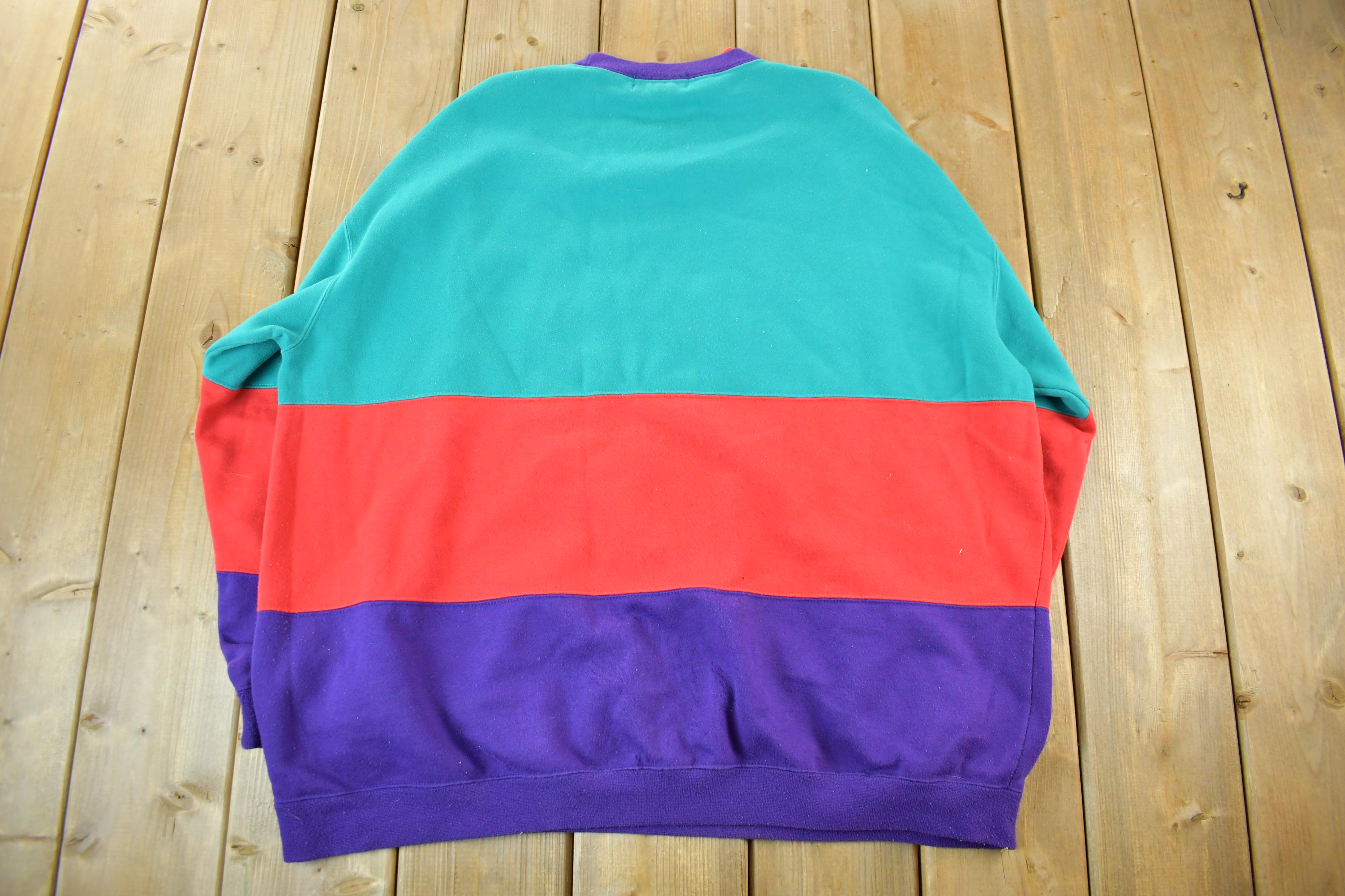Vintage 1990s Hunt Club Color Block Crewneck Sweatshirt Adult 3X