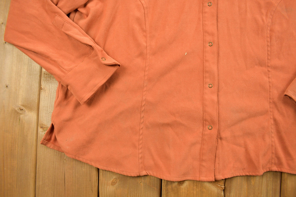 Vintage 1990s Blank Orange Button Up Shirt