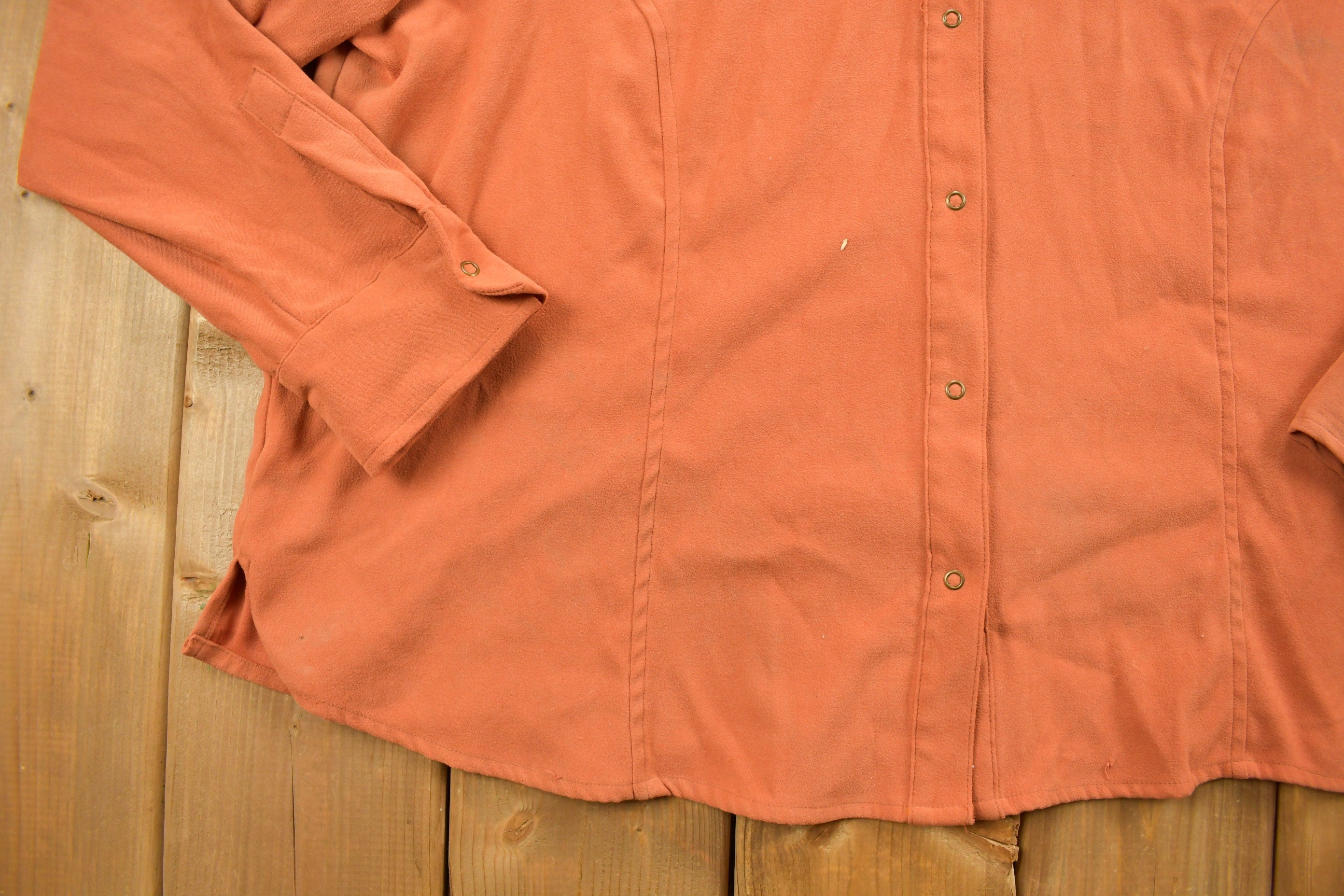 Vintage 1990s Blank Orange Button Up Shirt