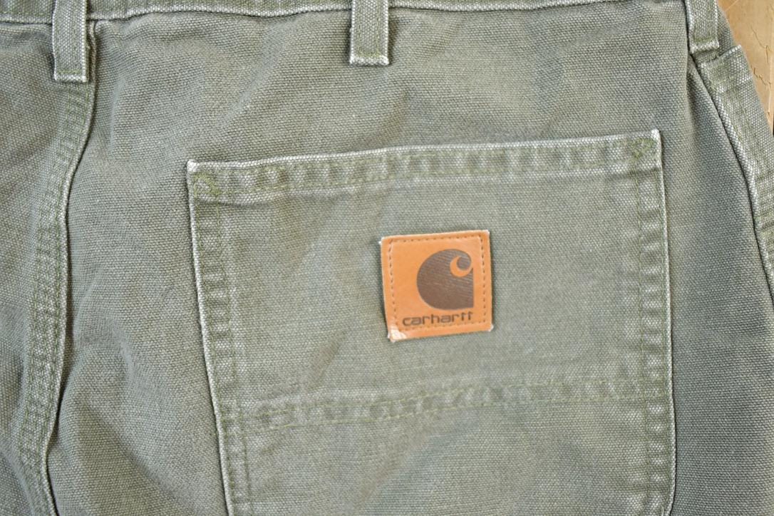 Vintage 1990s Carhartt Olive Denim Work Shorts Size 34 x 6