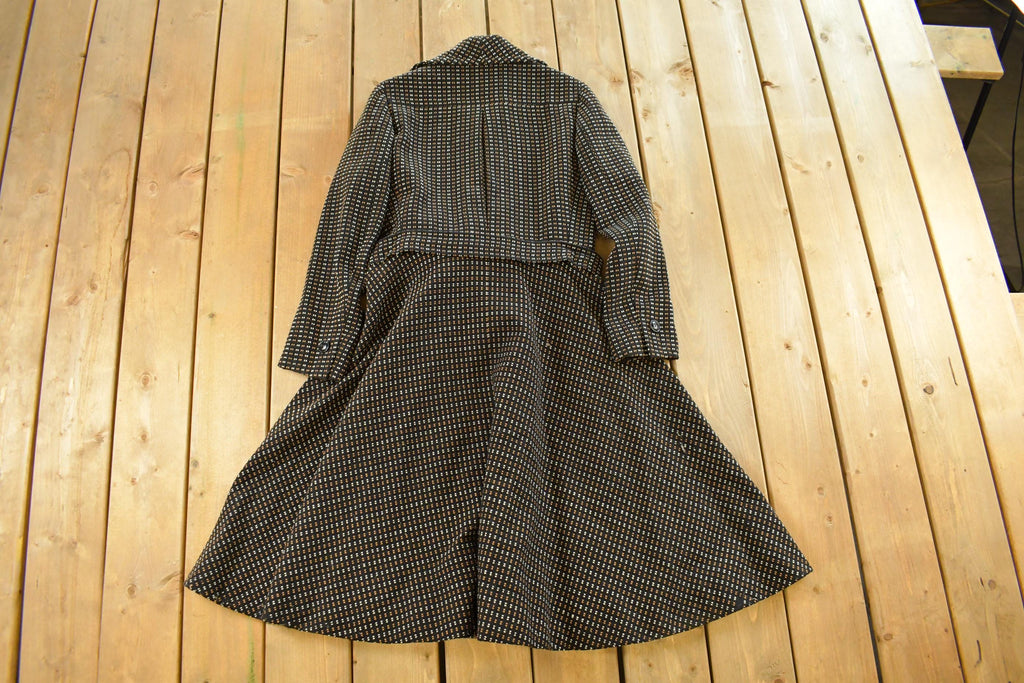 Vintage 1970s Plaid Trench Overcoat Women's Small