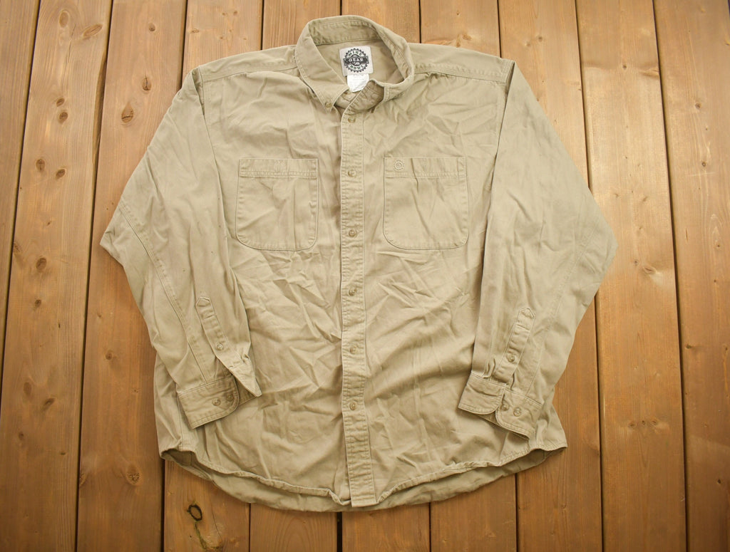Vintage 1990s Mike Rowe Blank Beige Button Up Shirt