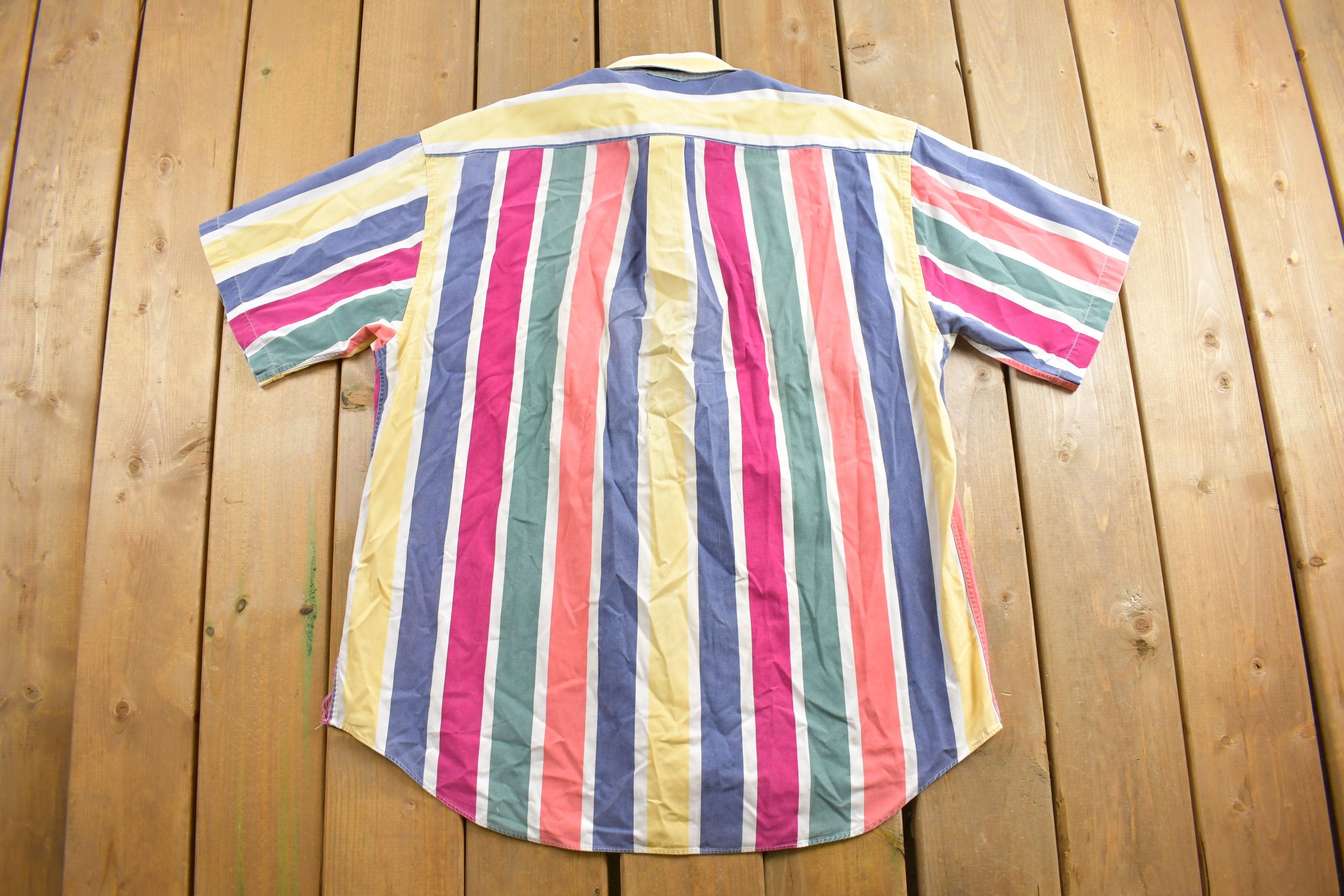 Vintage 1990s Tommy Hilfiger Striped Short Sleeve Button Up Shirt