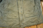 Vintage 1990s Faded Green Quilt Lined Thrashed Carhartt Traditional Jacket Workwear