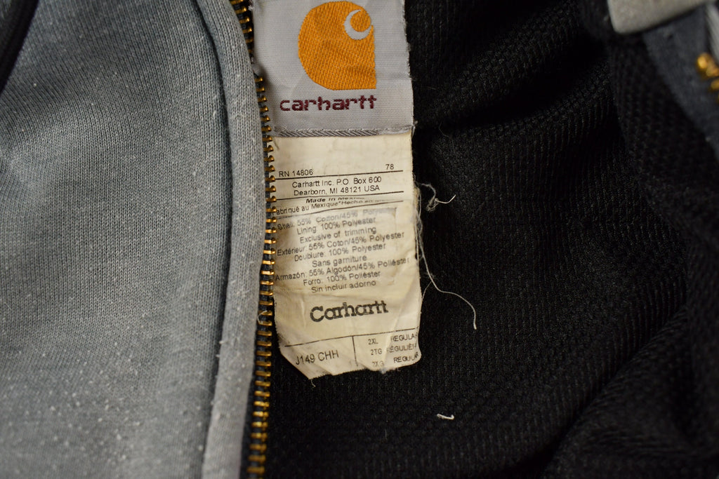 Vintage 1990s Distressed Carhartt Heavy Weight Sun Faded Blue Zip Up Hoodie