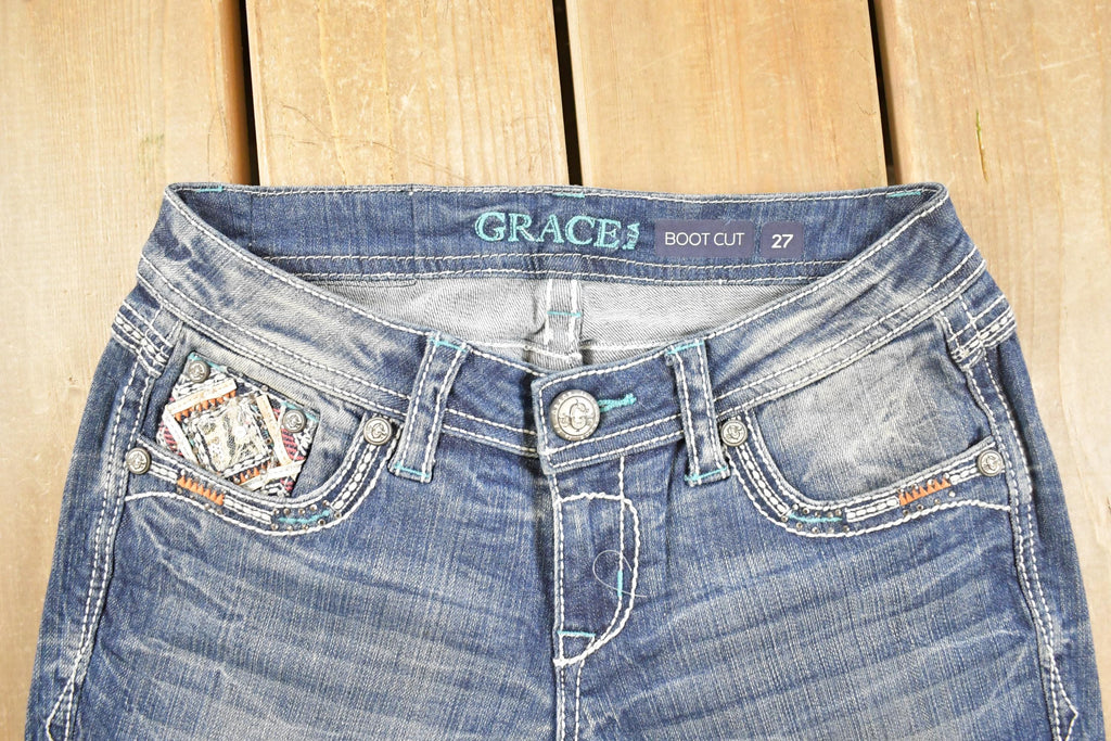 Vintage Deadstock Y2K Grace LA Bedazzled Low Rise Jeans Women's Size 27 x 32