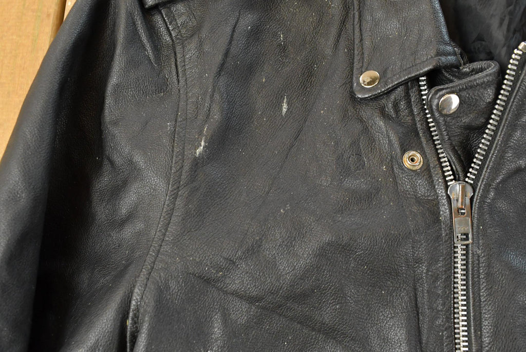 Vintage 1980s Leather Motorcycle Biker Jacket Men's XL