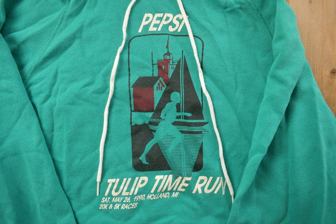 Vintage 1990s Pepsi Tulip Time Run Graphic Hoodie