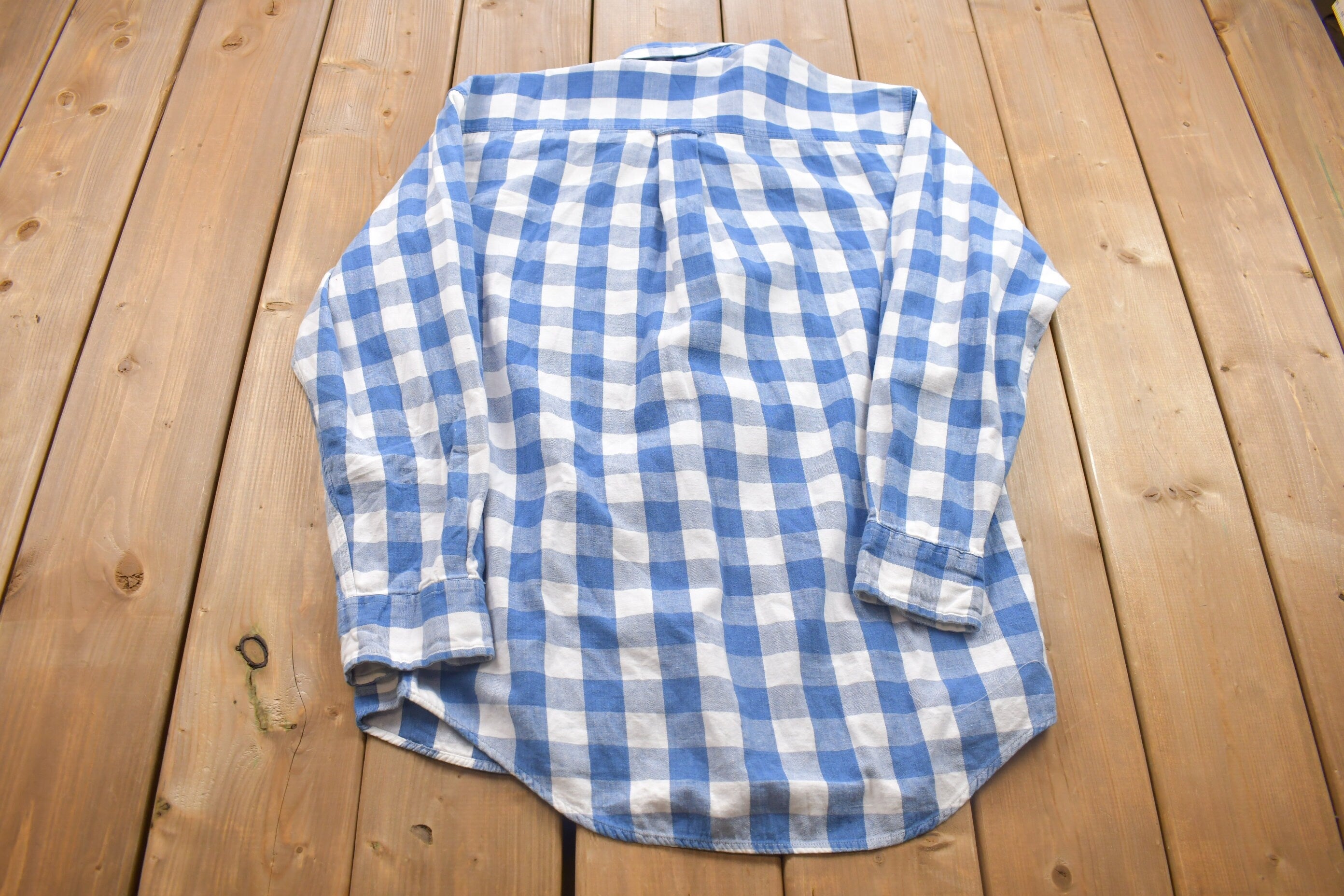 Vintage 1990s Mickey Mouse Plaid Button Up Shirt / 1990s Button Up / Vintage Flannel / Basic Button Up