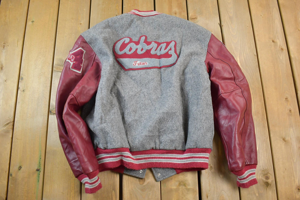 Vintage 2004 Triton Cobras Leather & Wool Varsity Meca Sportswear Amanda Jacket Made In USA