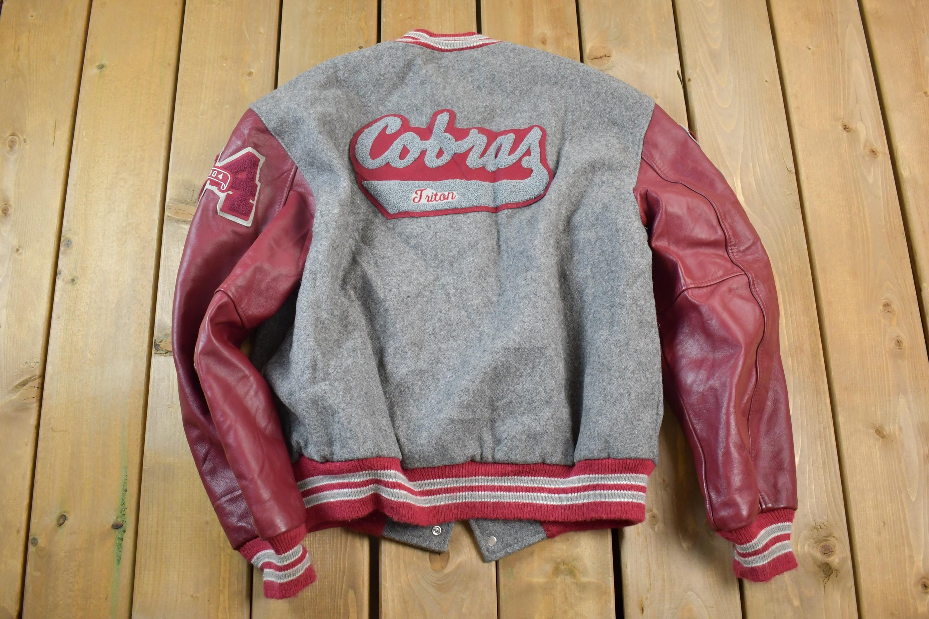 Vintage 2004 Triton Cobras Leather & Wool Varsity Meca Sportswear Amanda Jacket Made In USA