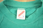 Vintage 1980s Jerzees Blank Green Raglan Crewneck Sweatshirt
