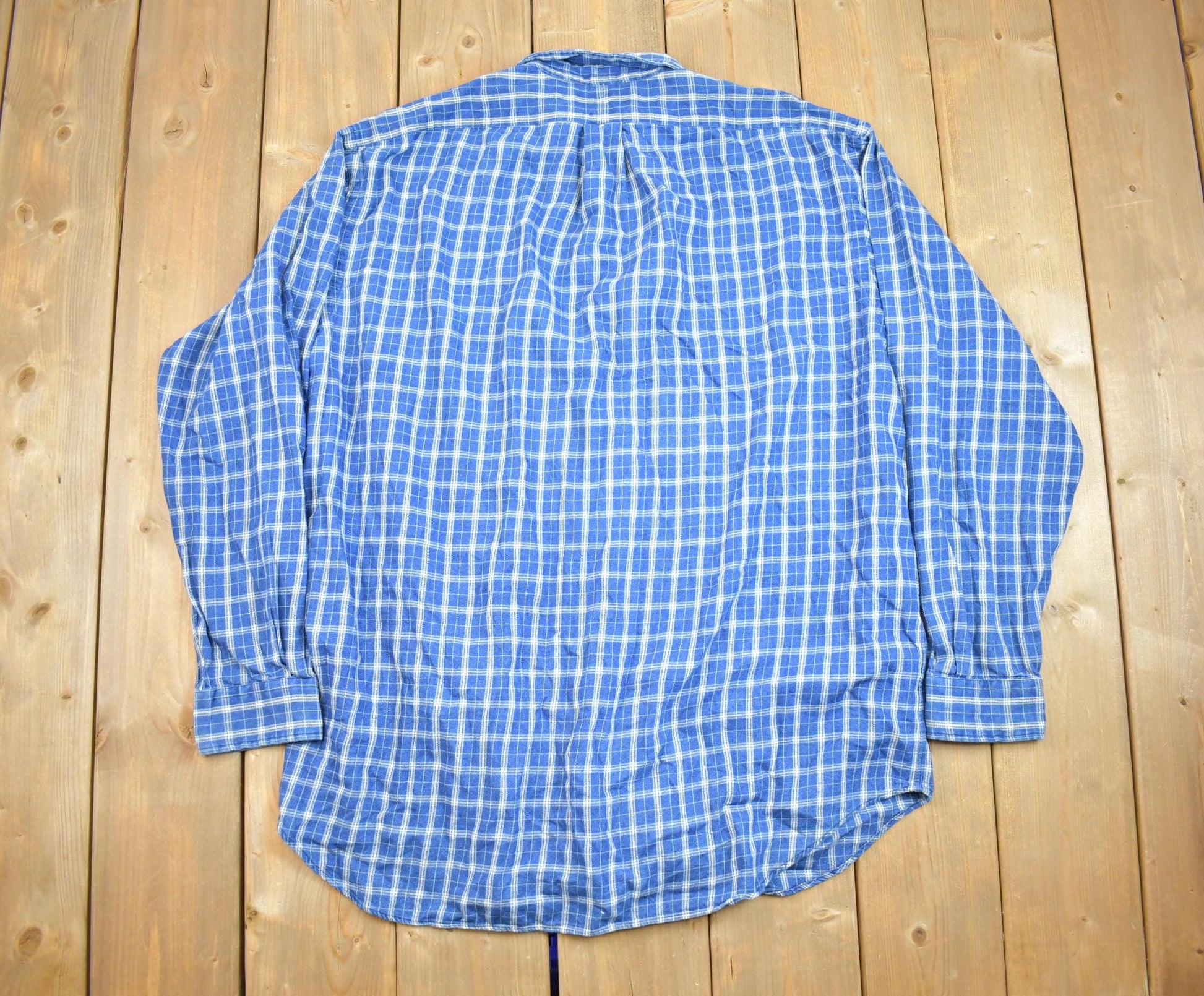 Vintage 1990s Ralph Lauren Embroidered Plaid Flannel Button Up Shirt