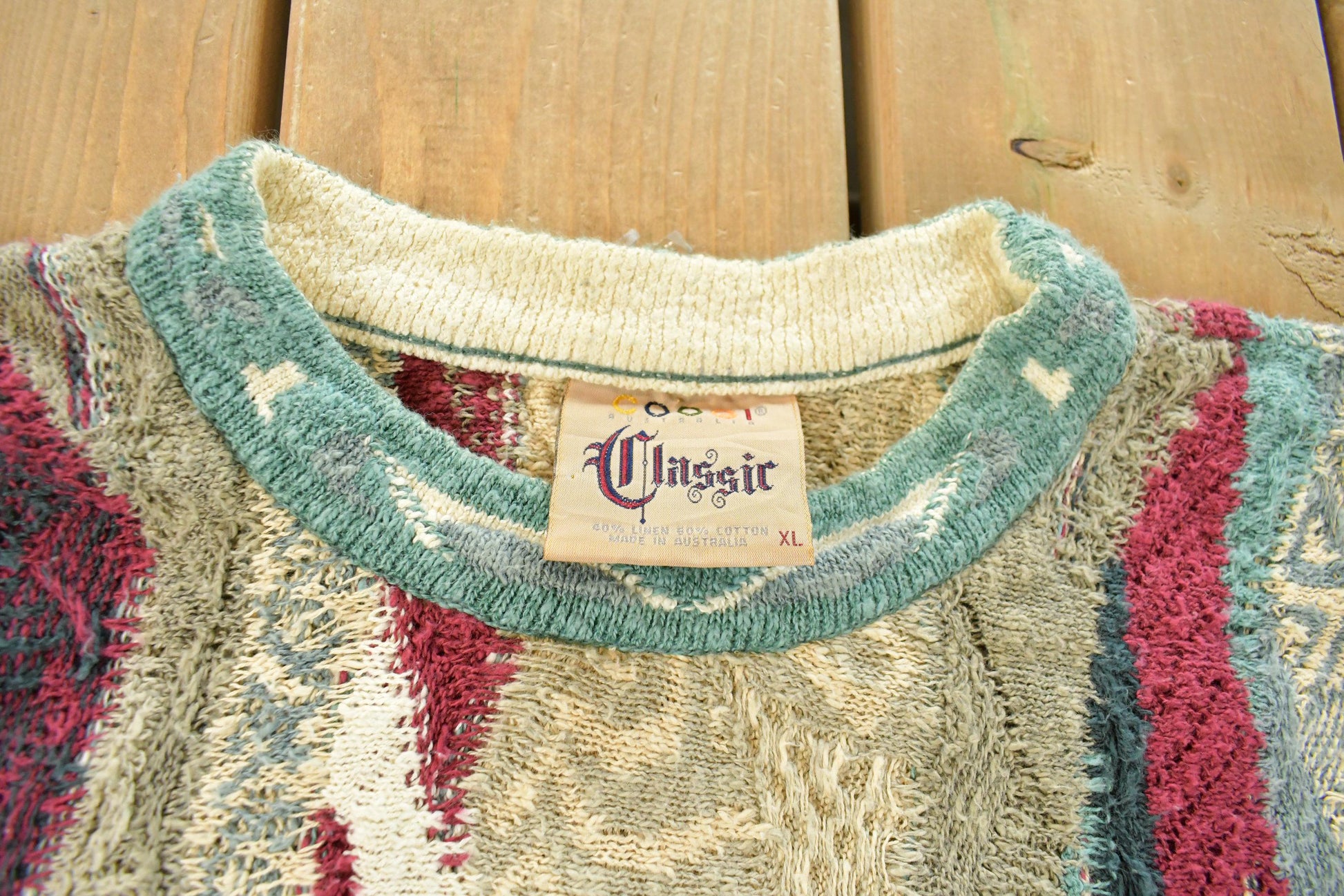 Vintage 1990s Coogi Classic 3D Knit Abstract Crewneck Sweater Men's XL